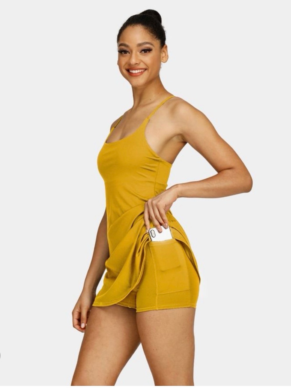 Halara easy Peezy active dress in mustard yellow XS